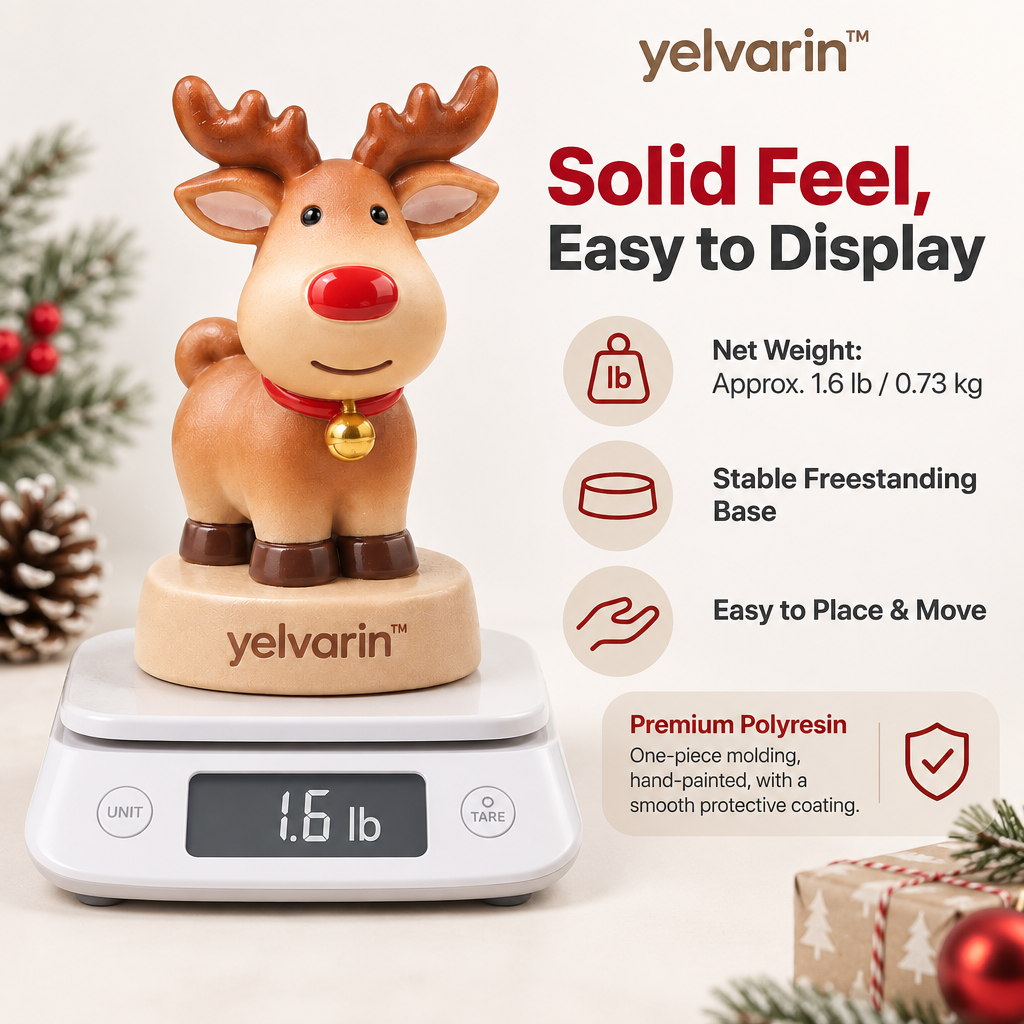 yelvarin™ Cute Christmas Reindeer Resin Tabletop Figurine
