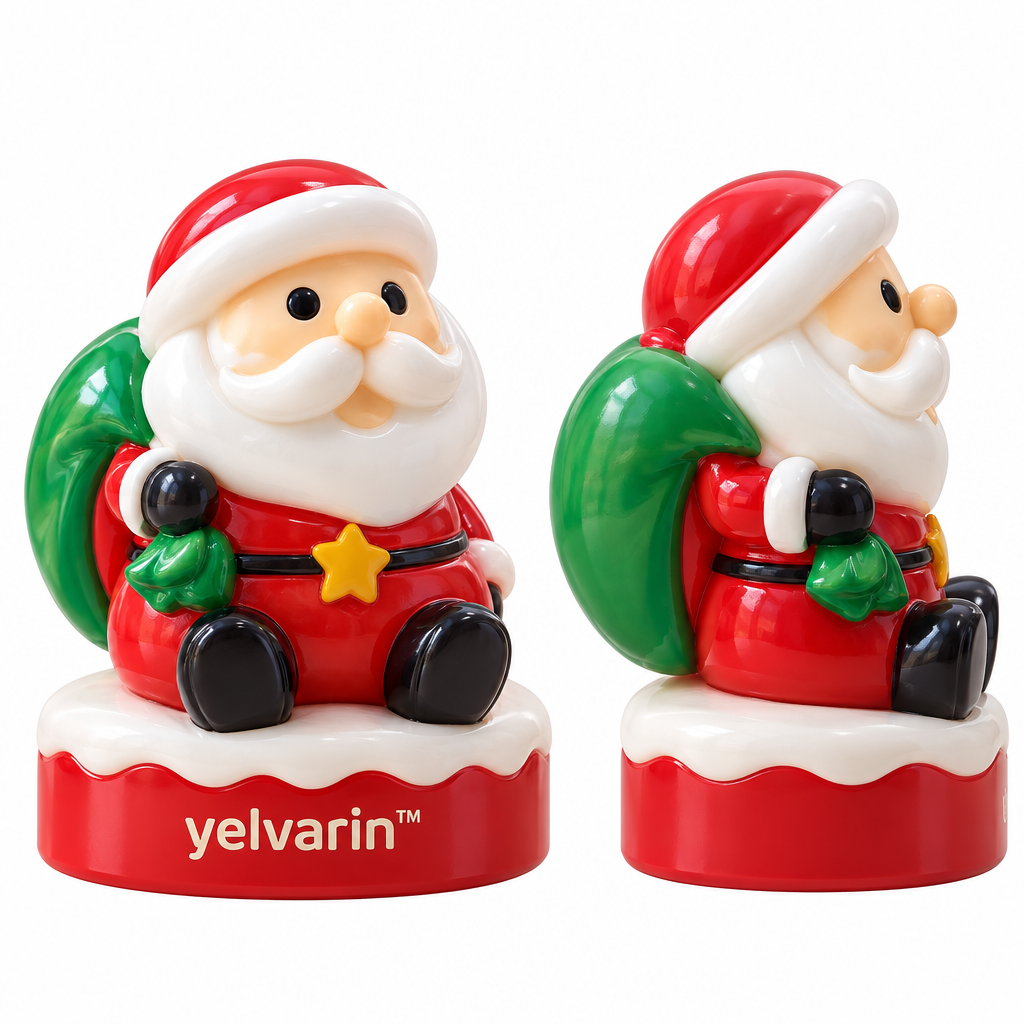 yelvarin™ Sitting Santa with Green Gift Sack Resin Tabletop Figurine