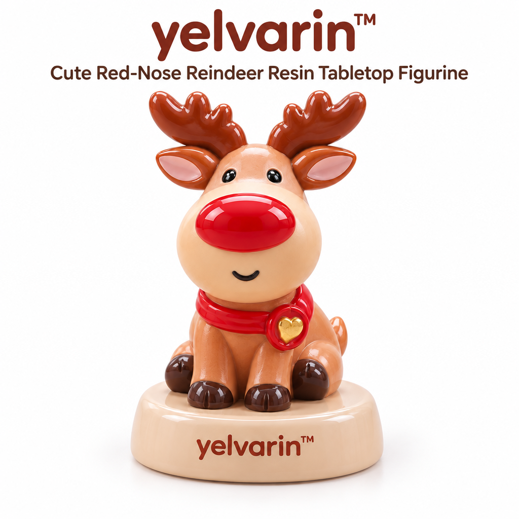 yelvarin™ Cute Red-Nose Reindeer Resin Tabletop Figurine