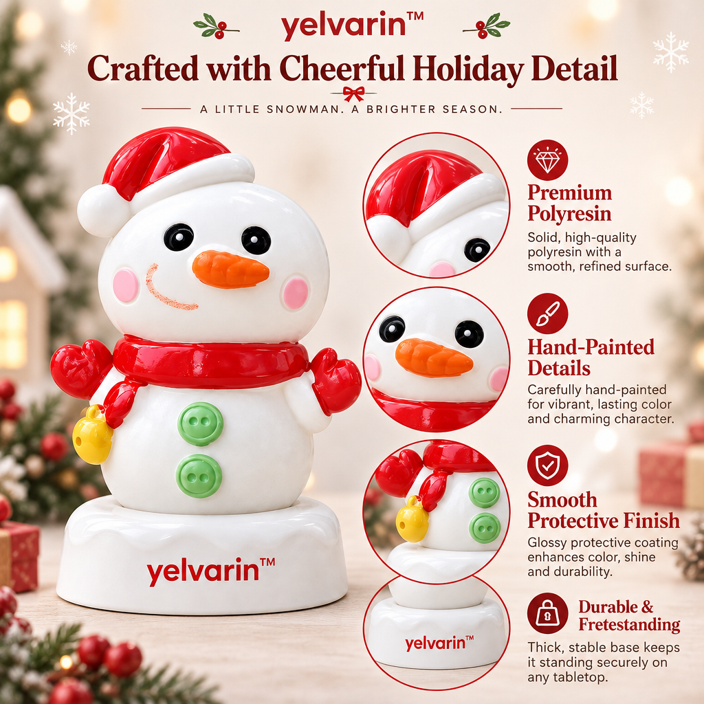 yelvarin™ Cheerful Santa Snowman Resin Tabletop Figurine