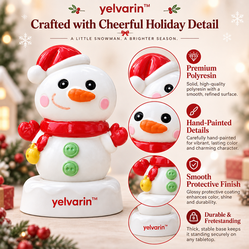 yelvarin™ Cheerful Santa Snowman Resin Tabletop Figurine