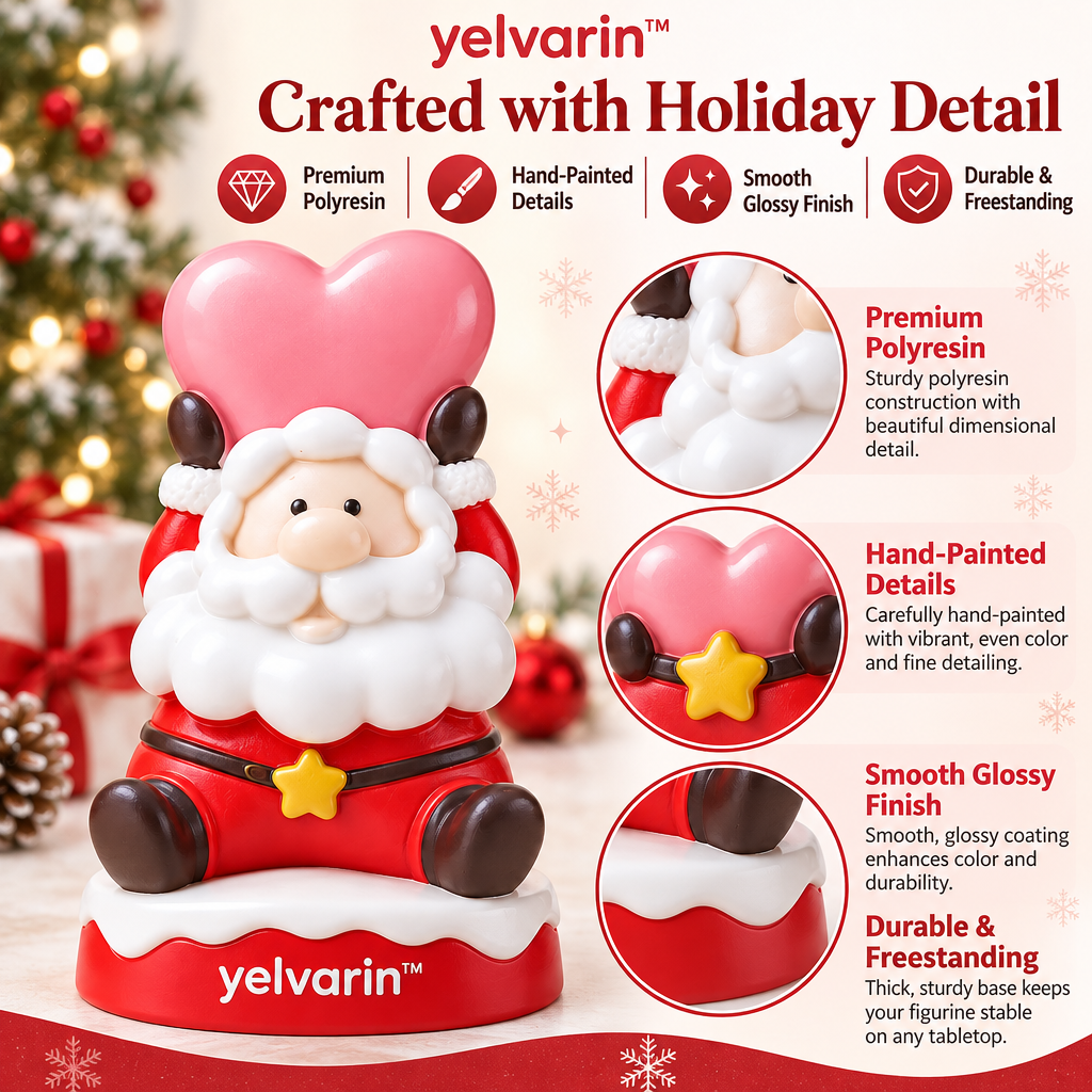 yelvarin™ Santa Claus Heart Hat Resin Tabletop Figurine