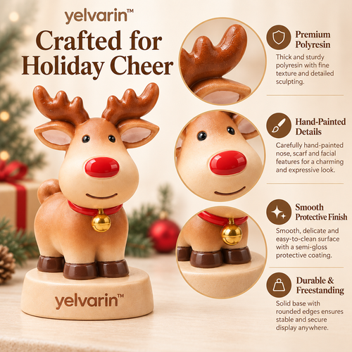 yelvarin™ Cute Christmas Reindeer Resin Tabletop Figurine