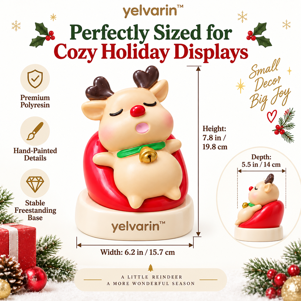 yelvarin™ Cozy Sleeping Reindeer Resin Tabletop Figurine