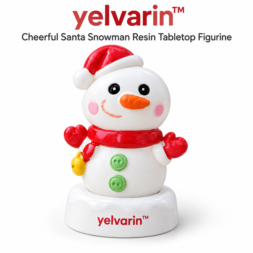 yelvarin™ Cheerful Santa Snowman Resin Tabletop Figurine