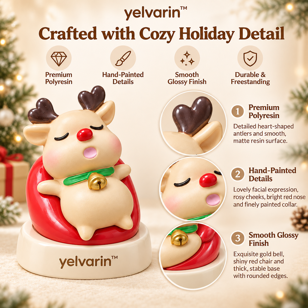 yelvarin™ Cozy Sleeping Reindeer Resin Tabletop Figurine