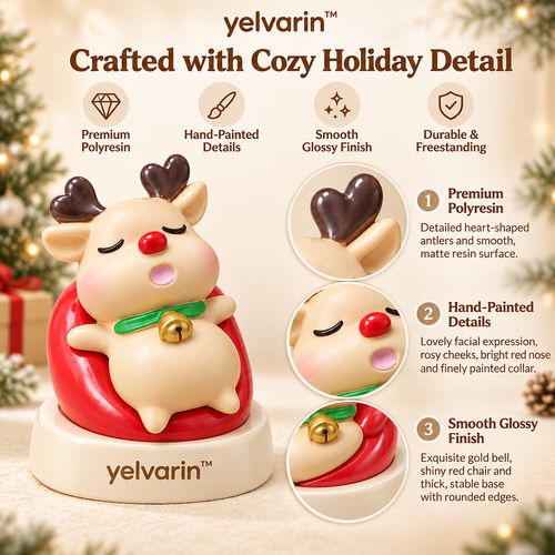 yelvarin™ Cozy Sleeping Reindeer Resin Tabletop Figurine