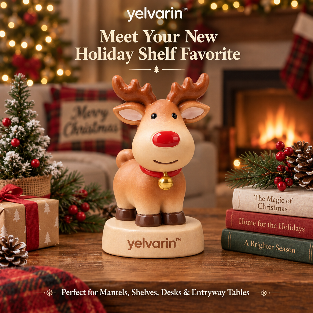 yelvarin™ Cute Christmas Reindeer Resin Tabletop Figurine