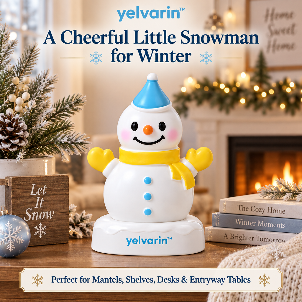 yelvarin™ Cute Snowman with Blue Hat and Yellow Scarf Resin Tabletop