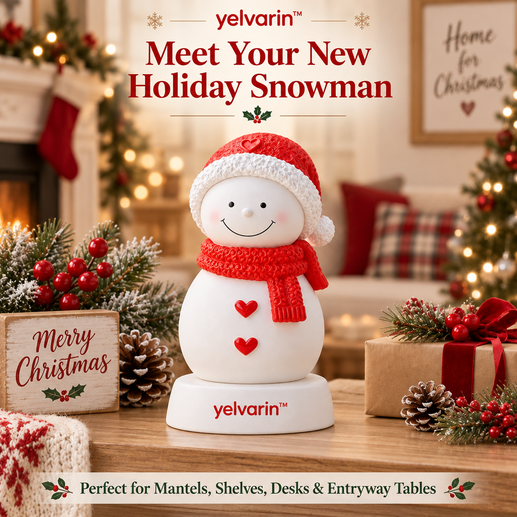 yelvarin™ Cheerful Red Knit Snowman Resin Tabletop Figurine