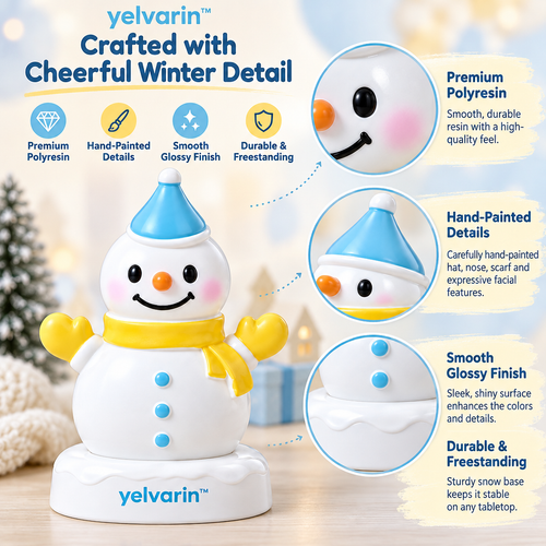 yelvarin™ Cute Snowman with Blue Hat and Yellow Scarf Resin Tabletop