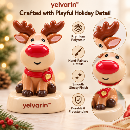 yelvarin™ Cute Red-Nose Reindeer Resin Tabletop Figurine