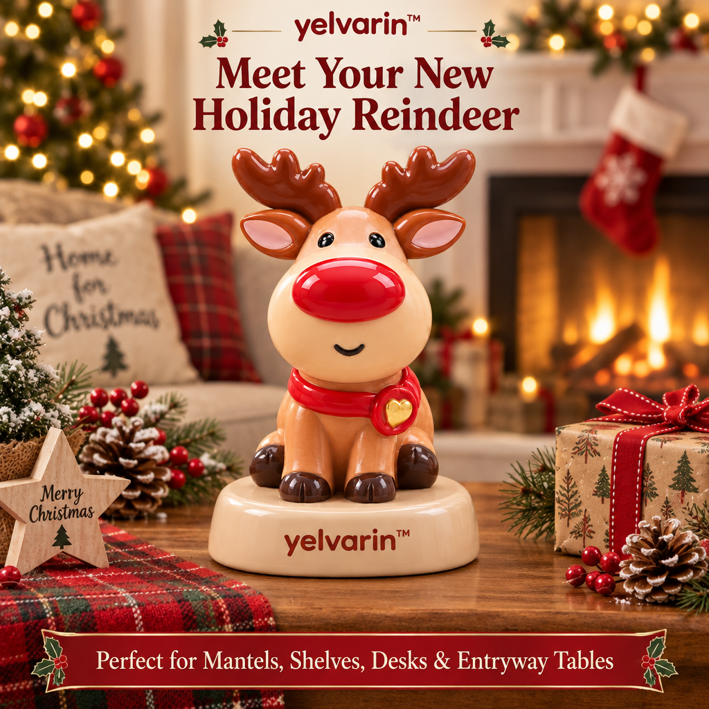 yelvarin™ Cute Red-Nose Reindeer Resin Tabletop Figurine