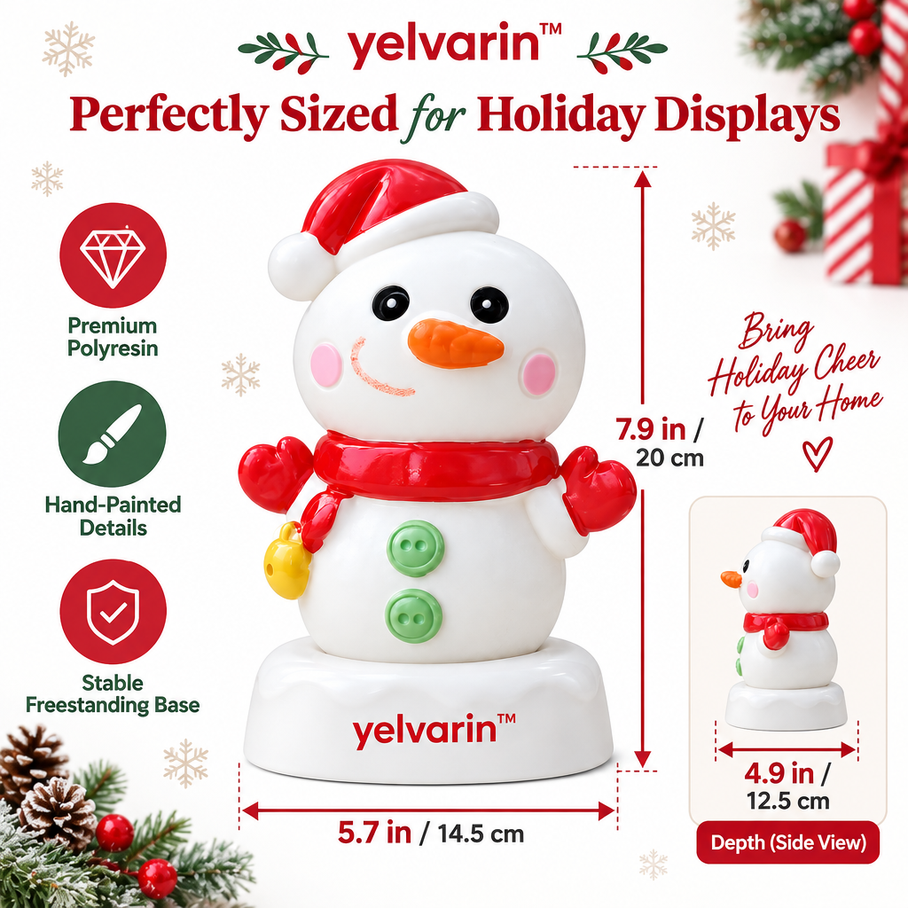 yelvarin™ Cheerful Santa Snowman Resin Tabletop Figurine
