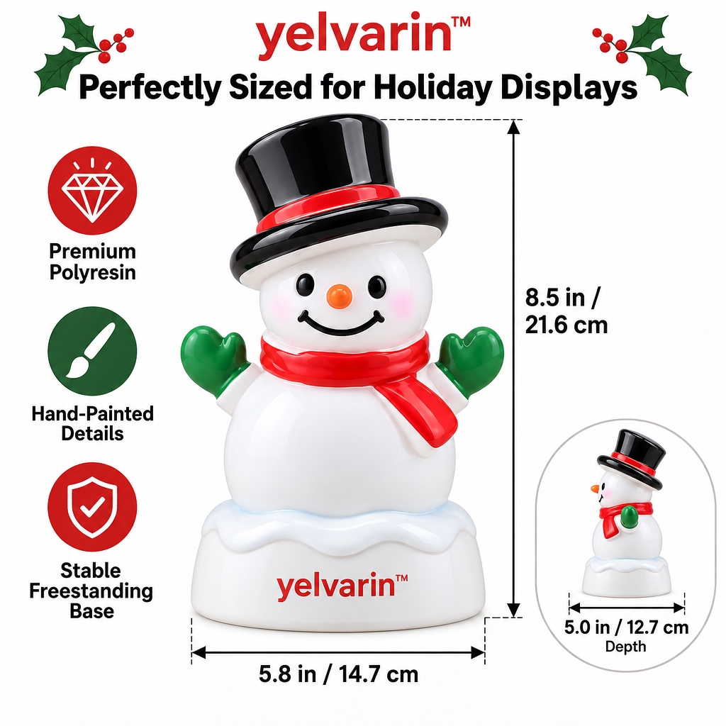 yelvarin™ Classic Top Hat Snowman Resin Tabletop Figurine