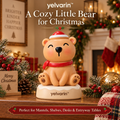 yelvarin™ Cute Teddy Bear with Santa Hat and Red Scarf Resin Tabletop Figurine