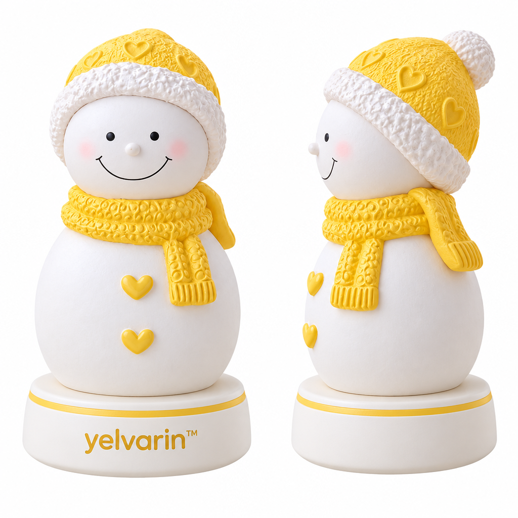 yelvarin™ Smiling Yellow Knit Snowman Resin Tabletop Figurine