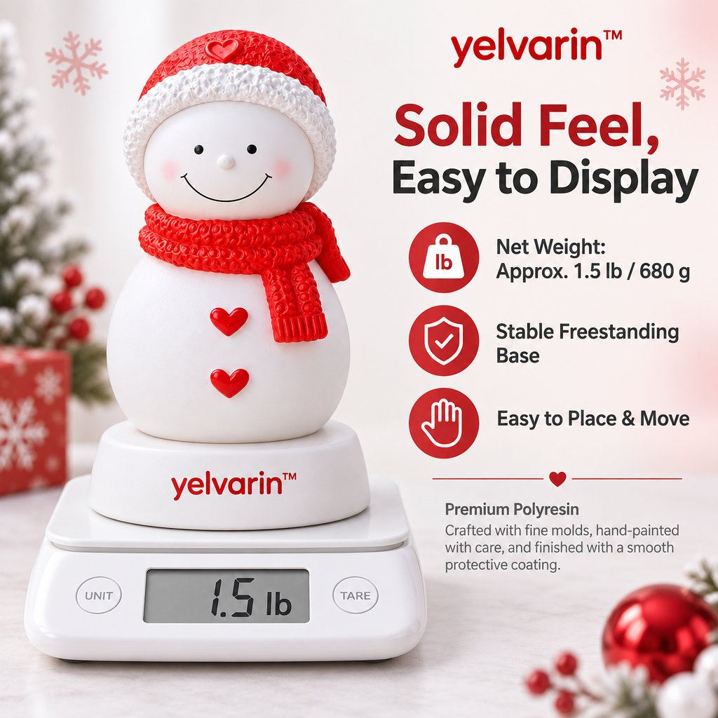 yelvarin™ Cheerful Red Knit Snowman Resin Tabletop Figurine
