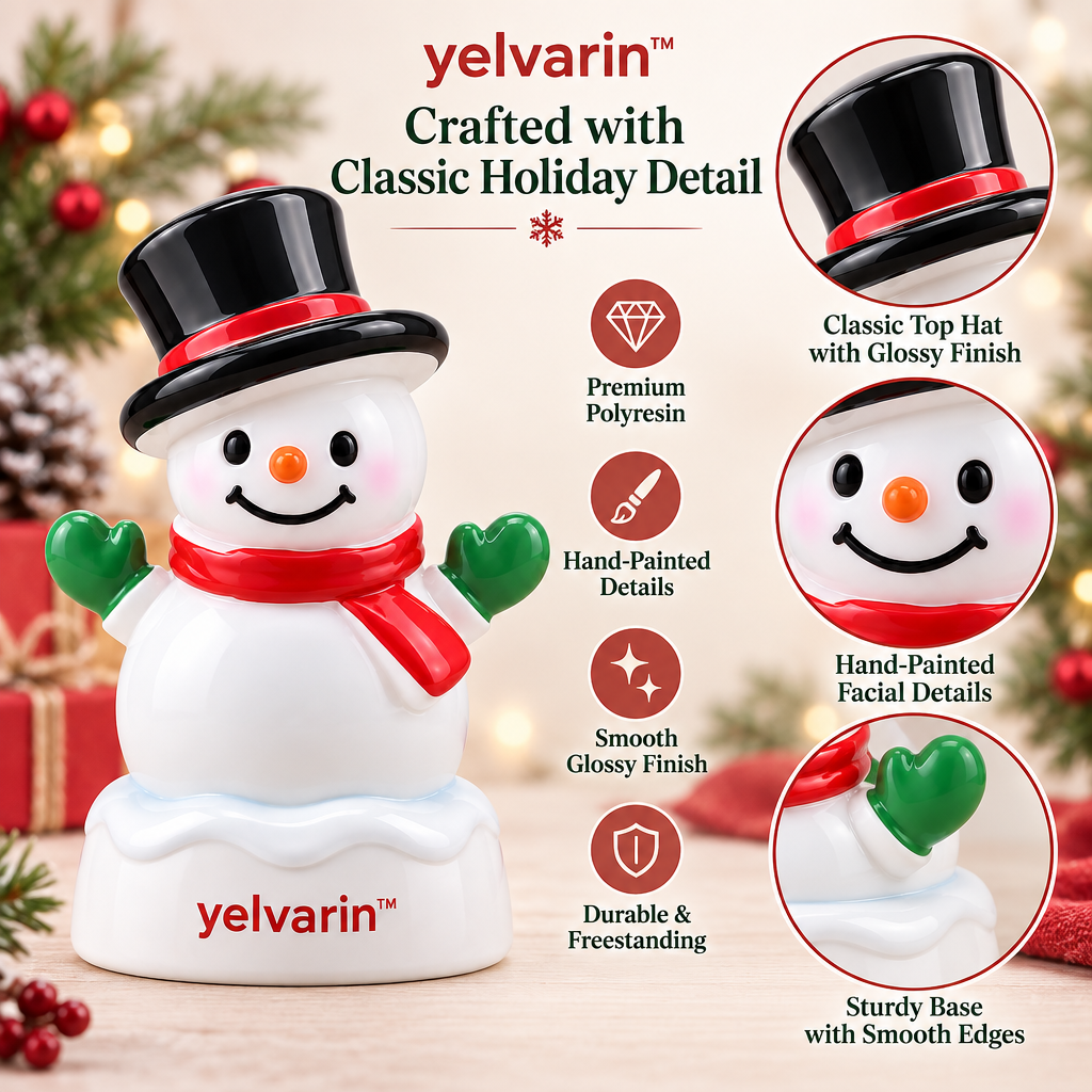 yelvarin™ Classic Top Hat Snowman Resin Tabletop Figurine