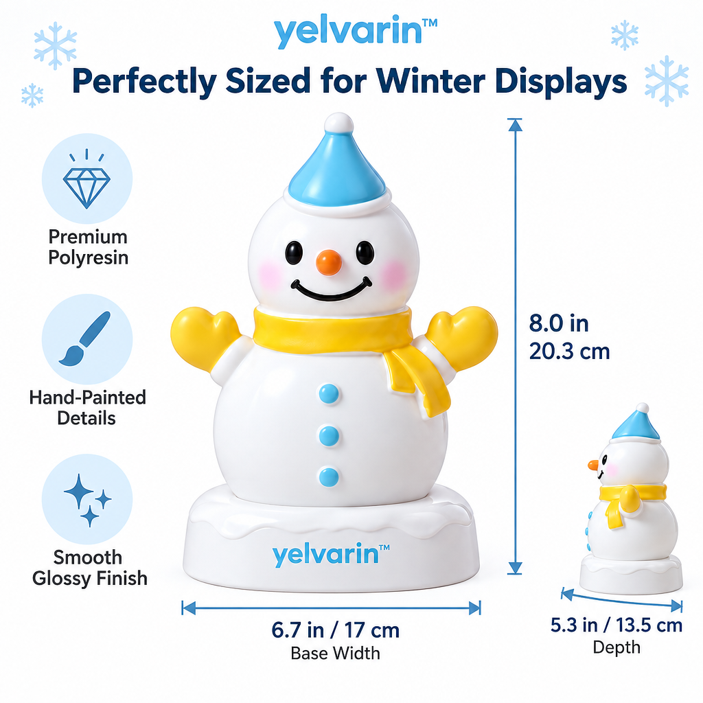 yelvarin™ Cute Snowman with Blue Hat and Yellow Scarf Resin Tabletop