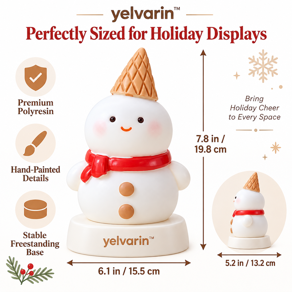 yelvarin™ Cozy Cone Hat Snowman Resin Tabletop Figurine