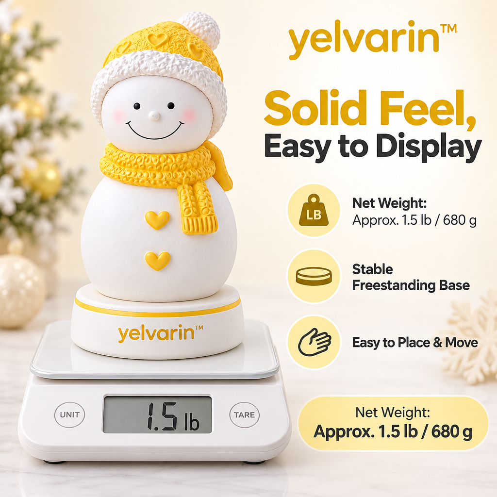 yelvarin™ Smiling Yellow Knit Snowman Resin Tabletop Figurine