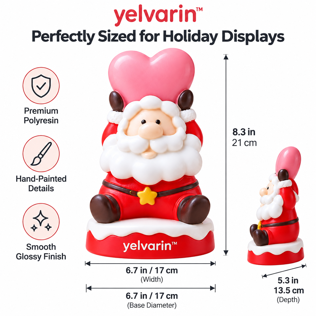 yelvarin™ Santa Claus Heart Hat Resin Tabletop Figurine