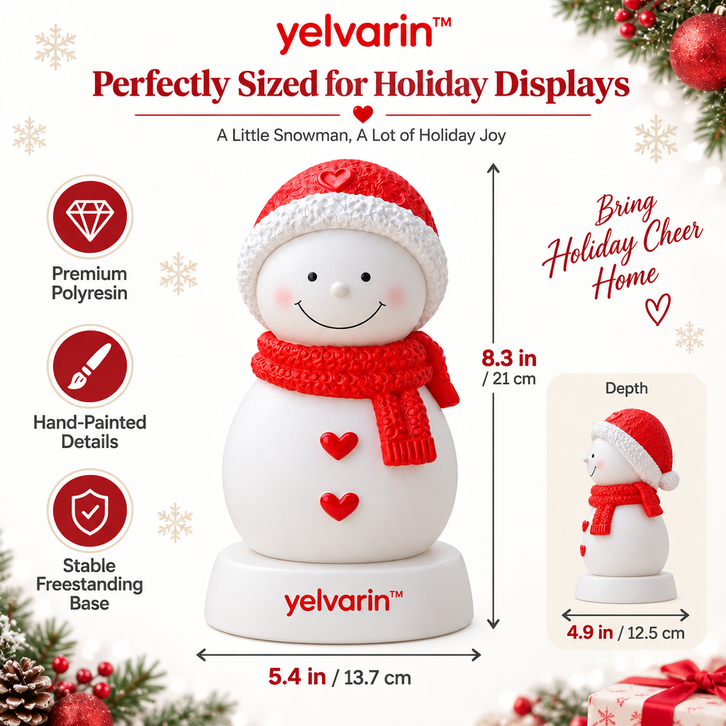 yelvarin™ Cheerful Red Knit Snowman Resin Tabletop Figurine