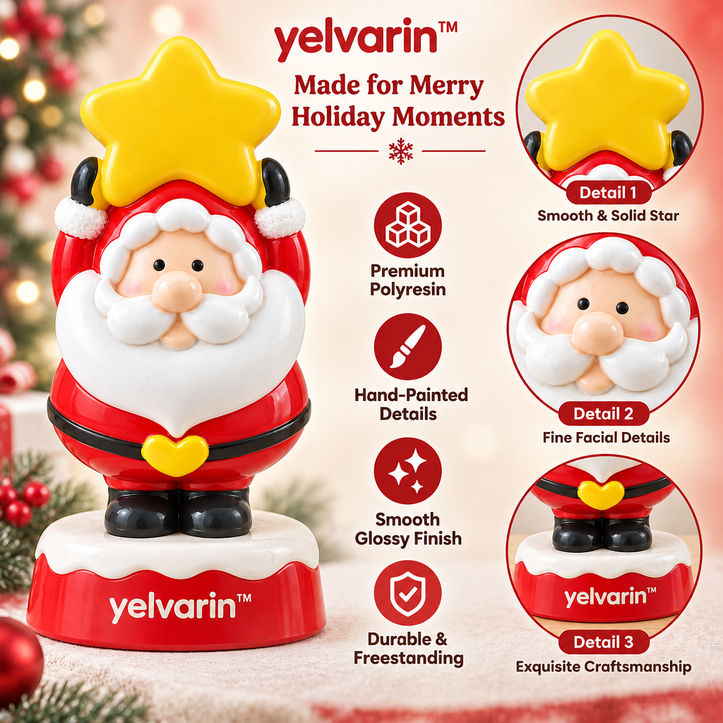 yelvarin™ Santa Claus with Star Topper Resin Tabletop Figurine