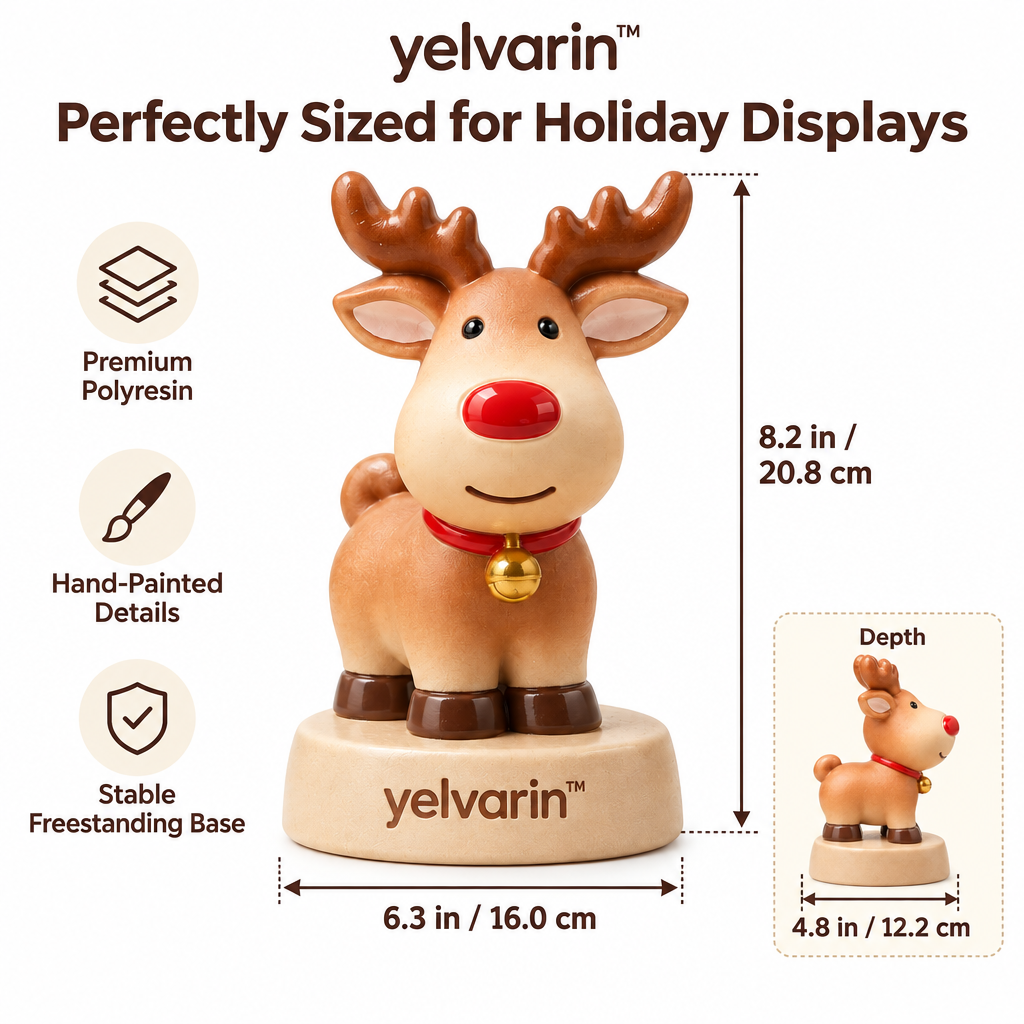 yelvarin™ Cute Christmas Reindeer Resin Tabletop Figurine