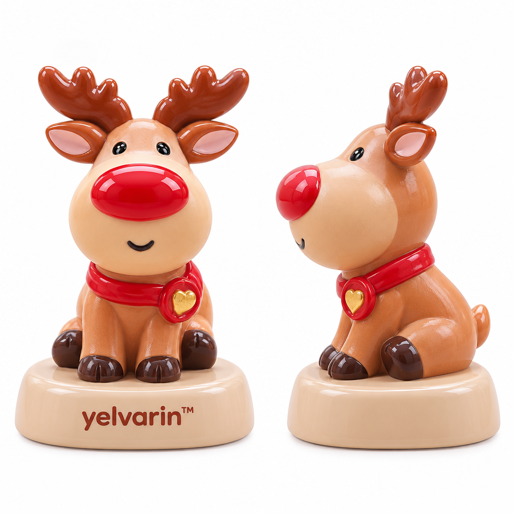yelvarin™ Cute Red-Nose Reindeer Resin Tabletop Figurine