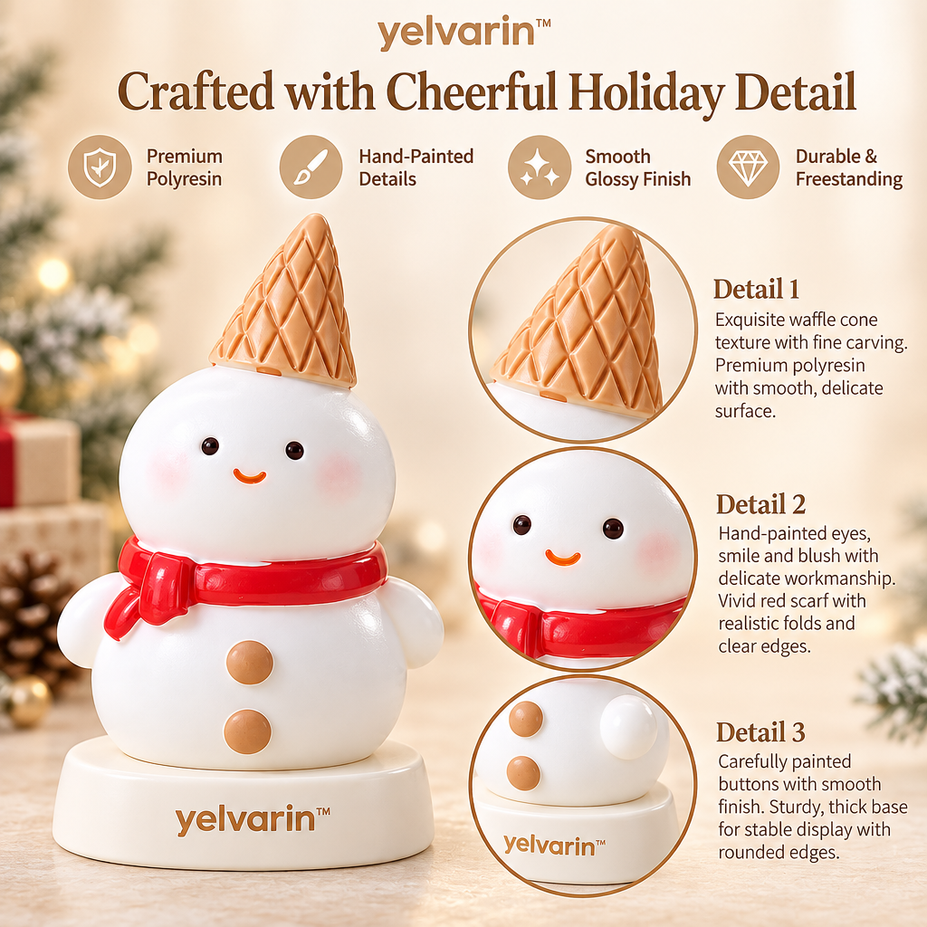 yelvarin™ Cozy Cone Hat Snowman Resin Tabletop Figurine